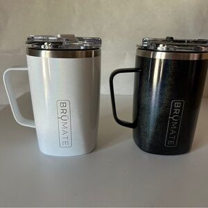Brumate Set of Two 16 oz Toddy’s Glitter Charcoal and Glitter White